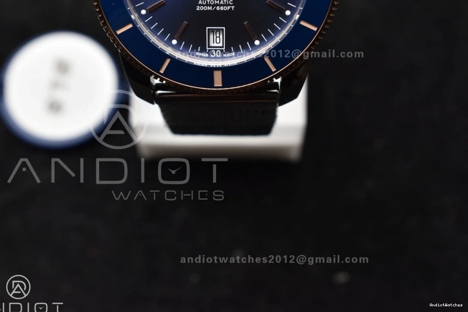 on Bezel A and RG Mesh WaterResistant Dial SuperOcean 1172 Blue BLSF Bezel Bracelet Blue Ceramic 42mm SS II Heritage 0516
